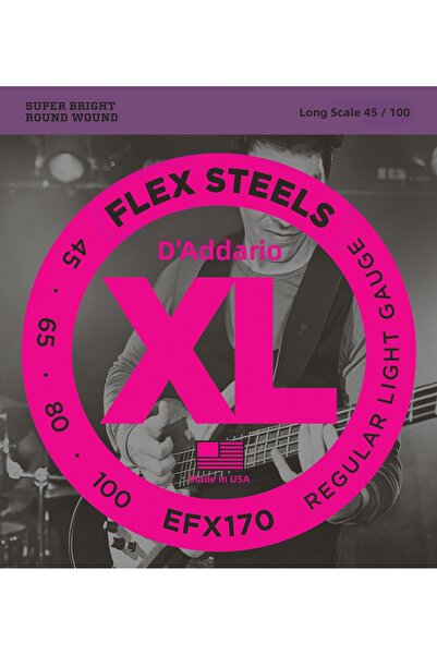 Daddario EFX170 SET DE CORZI PENTRU CHITARĂ BASS, FLEXSTEELS, REGULAR LIGHT GAUG