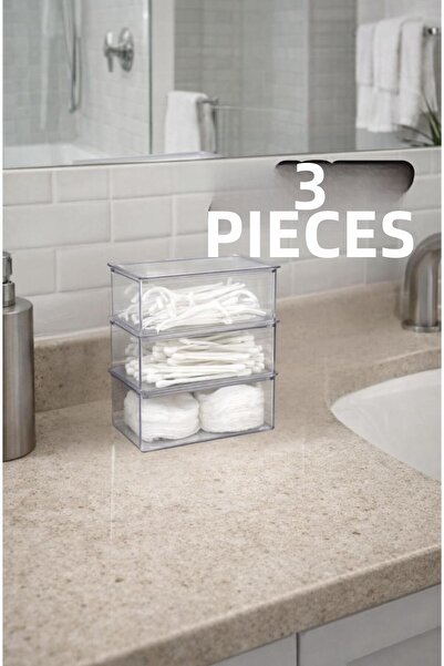 Bayev Lucid 3 Pieces Mini Acrylic Organizer Box with Lid Multi-Purpose Organizer