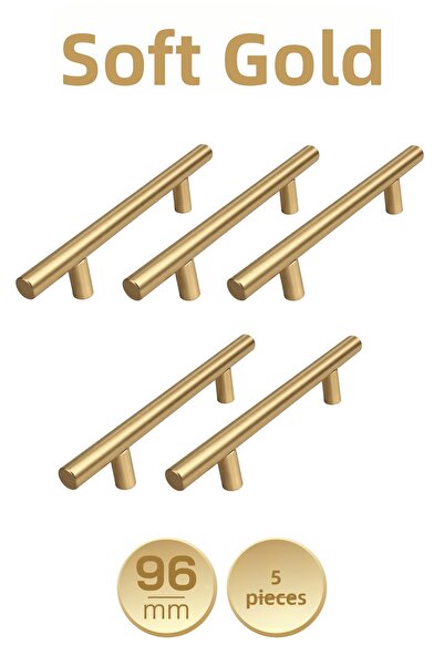 Badem10 96mm Alteta (5 bucăți) Mâner din metal auriu moale pentru mobilier, d...