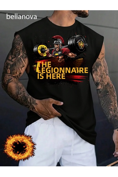 bellanova Men's Streetwear Style Original Lettered Black Cotton Tank Top Clot...