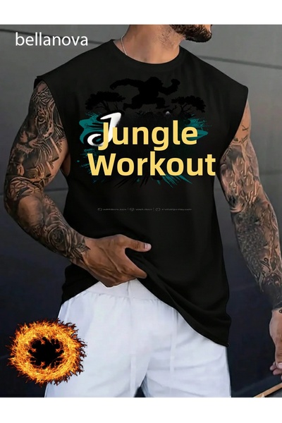 bellanova ملابس رجالية على طراز ستريت وير، قميص بدون أكمام من القطن الأسود ال...