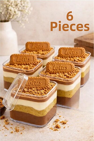 AYGÖREN HOME 6-Piece Square Tiramisu Cup 280 Cc Mica Bowl Plastic Transparent...