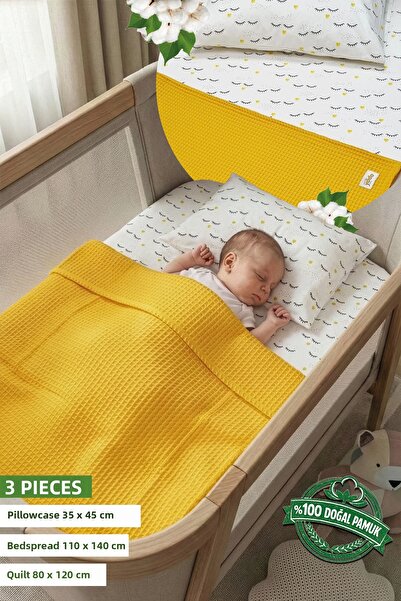 Yada Baby طقم وافل للأطفال مصنوع من القطن بنسبة 100% معتمد من OEKO-TEX - 80x1...