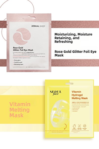 Dermal Vitamin Hydrogel Transparent Melting Mask 34g and Rose Gold Eye Mask Set