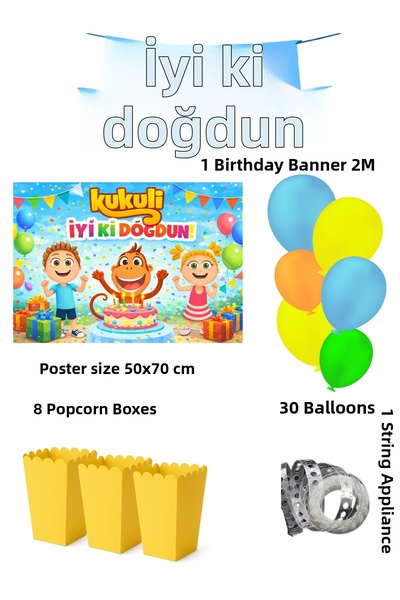 HAPPYLOOPPARTY Kukuli Birthday Party Set Banner 50X70 cm