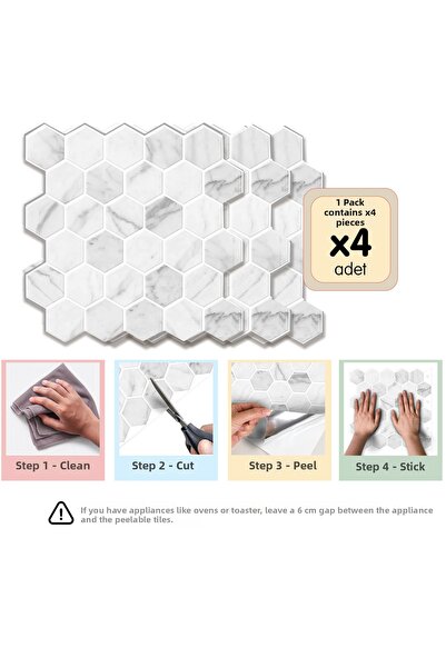 Stickez Tiles بلاط حائط ذاتي اللصق ثلاثي الأبعاد 30.5 سم × 30.5 سم (4 قطع) 0....