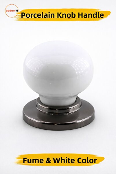 Badem10 Mâner de dulap din porțelan alb afumat, pentru mobilier, sertar de bu...
