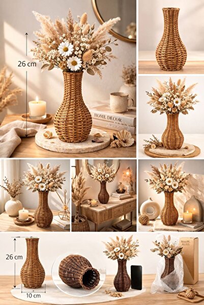 NEWNOW Lumira Bohemian Vase Wicker Dry Flower Decor