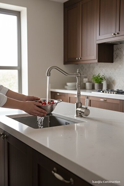 İSAOĞLU YAPI صنبور المطبخ أنثراسايت صنبور حوض رمادي أنثراسايت صنبور مطبخ ريفي...