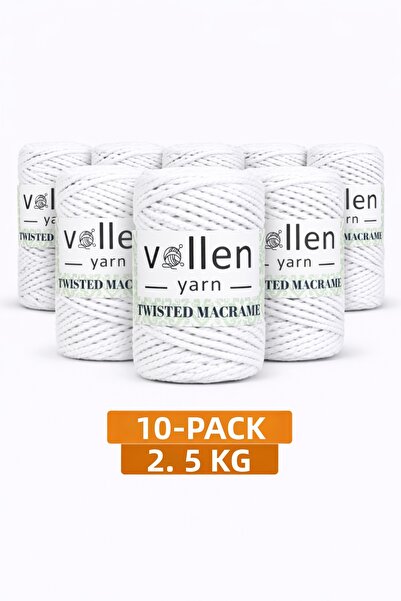 vollen yarn Премиум 3-слойна пресята памучна макраме въже 250 г 10-пакет хоби...