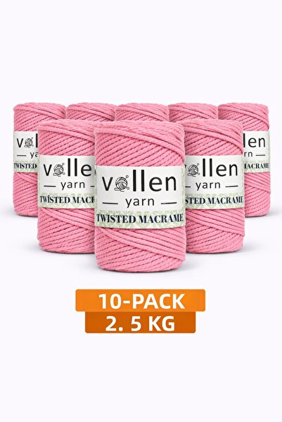 vollen yarn Премиум 3-слойна пресята памучна макраме въже 250 г 10-пакет хоби...