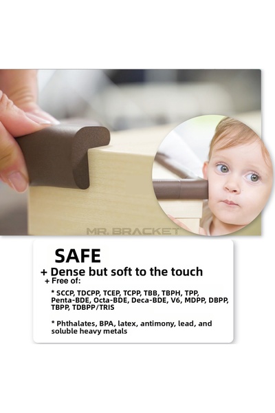 MR.BRACKET 4 Units. Ready-Made Adhesive Cream Thick Rubber Baby Corner Protector Child Safety Coffee Table Edge Protectors