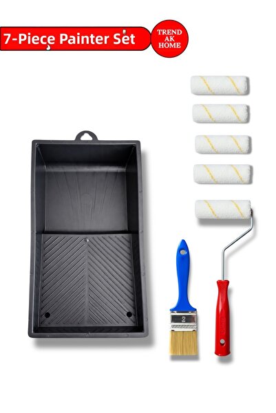 OSKAR FIRÇA 7-Piece Painter's Set |   10 cm Roller Handle + 4 Pieces of 10 cm...