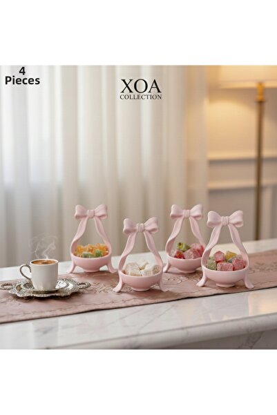 XOA Collection Mini Charm |   4-Piece Coffee Side Serving Set with Bowknot Fi...