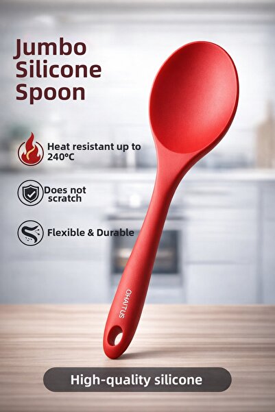 Single ملعقة طعام سيليكون كبيرة الحجم 30 سم، مقاومة للحريق، غير لاصقة، مقاومة...