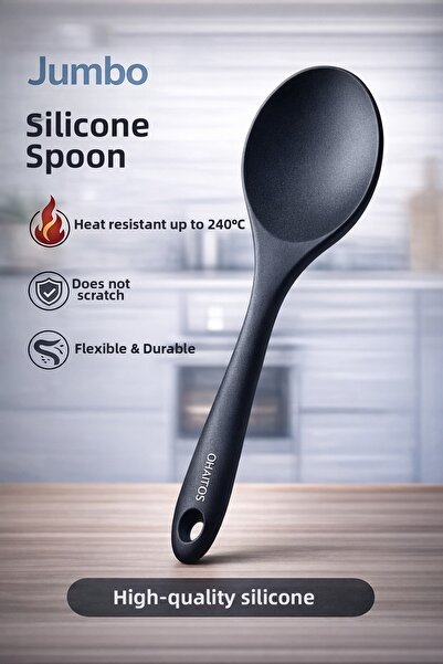 Single ملعقة طعام سيليكون كبيرة الحجم 30 سم، مقاومة للحريق، غير لاصقة، مقاومة...