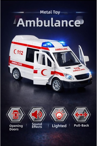 Brother Toys يمكن فتح أبواب الحافلة الصغيرة لسيارة الإسعاف ذات السحب والإفلات...