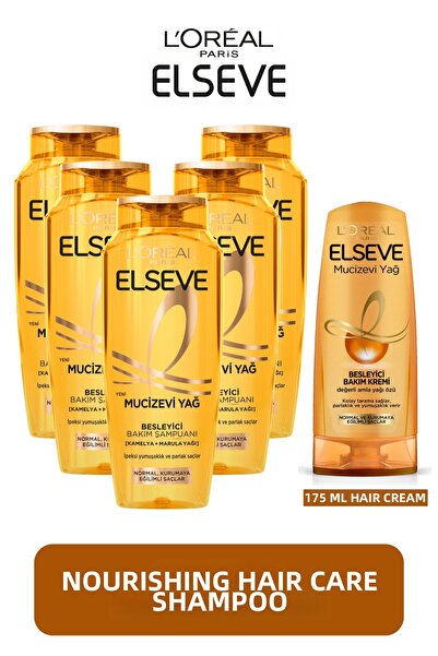 ELSEVE Set of 5 400ml Miraculous Oil Nourishing Care Shampoo + 175ml Conditioner