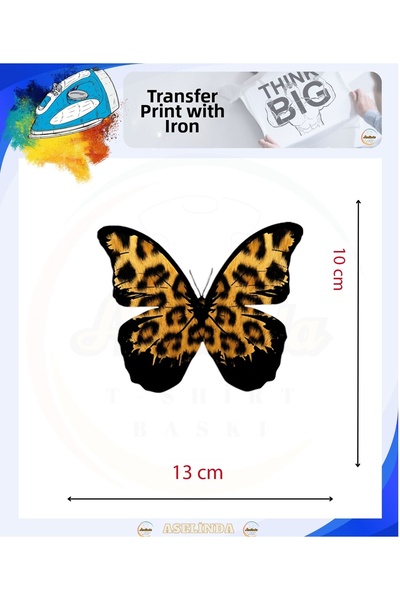 ASELİNDA ورق طباعة نسيجي بنمط الفهد والفراشة قابل للكي بتقنية DTF