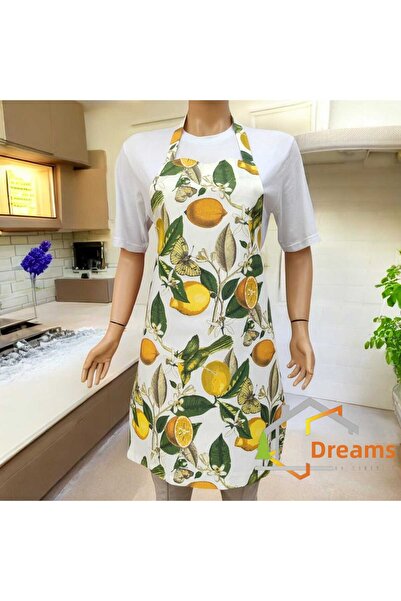 DÜŞLER EV TEKSTİLİ مريلة مطبخ للطهاة بنمط الليمون، قابلة للتعديل، مقاومة للما...