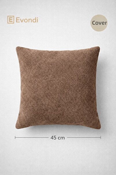 Evondi Throw Pillow Cover 45×45 – Brown, Wipeable Fabric, Hidden Zipper