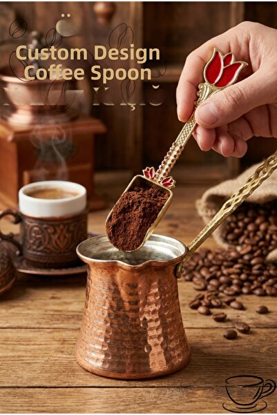 EMBazaar Multi-Purpose Gold Red Spice and Coffee Measuring Spoon with Tulip F...