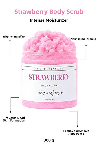 The Mimosa Care قنبلة ترطيب بخلاصة الفراولة، تقشير فوري لليدين والجسم مضاد للغرق