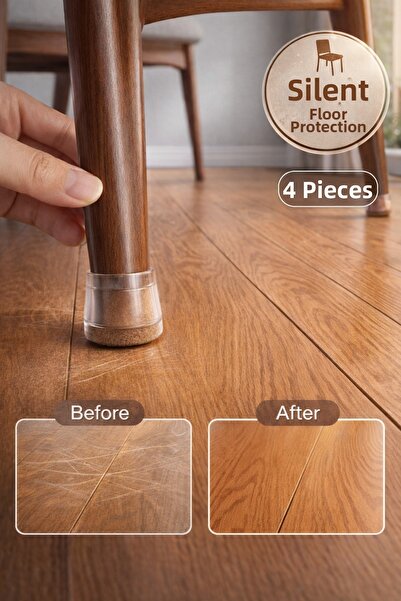 TOYFEST 4-Piece Felted Transparent Silicone Chair Foot Protector |   Silent F...