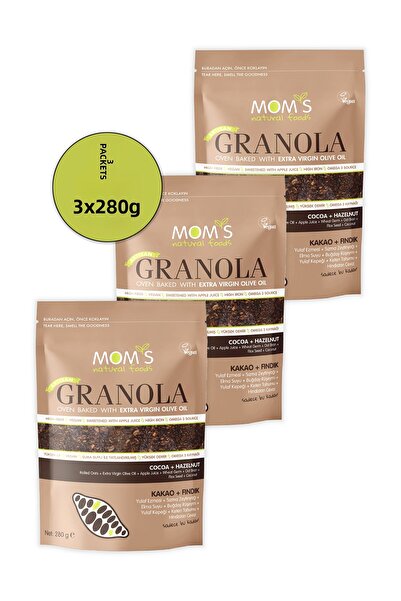 Mom's Natural Foods 3 عبوات من الجرانولا بنكهة الكاكاو والبندق 360 جرام