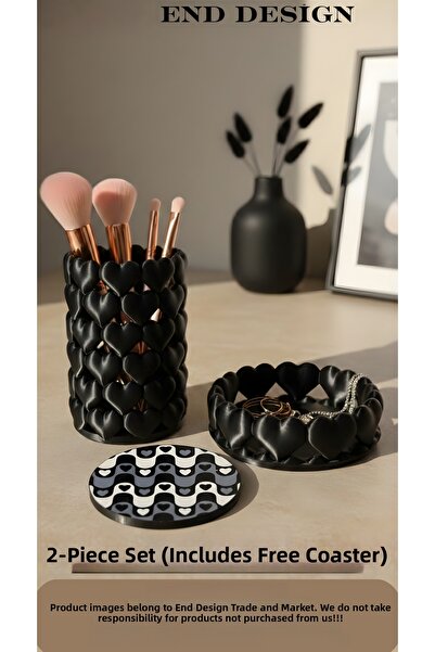 END Design Set organizator cu inimioare |   Suport pentru pensule de machiaj ...