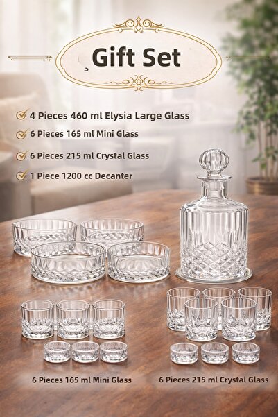 COCEM طقم زينة زفاف من الزجاج الكريستالي مكون من 17 قطعة |   إبريق سعة 1200 س...