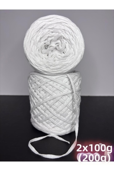 Ana&Kuzusu İplik Ață de tricotat din bumbac viscoză albă (3 mm) (de vară, sez...