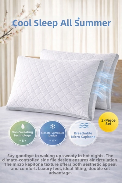 MUK's Πολυτελές Καπιτονέ Μαξιλάρι 2 τεμαχίων – Κλιματιζόμενο Σχέδιο |   Χαρακ...