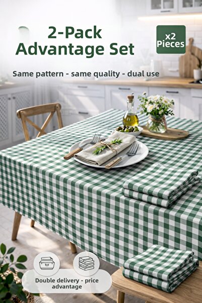 MUK's Συσκευασία 2 τεμαχίων Τραπεζομάντηλο με μικρό τετράγωνο σχέδιο, ύφασμα ...