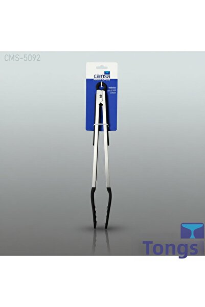 Queen’s Kitchen Black Salad Tongs with Metal Handle