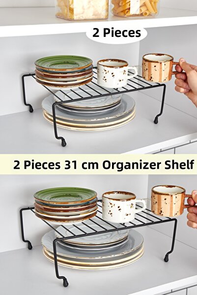 ORSA HOME 2 Pieces 934 Black 31 cm In-Cabinet Organizer Shelf