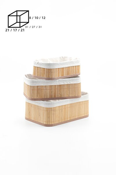 Karçiçeği Home Καλάθι αποθήκευσης από μπαμπού 3 τεμαχίων – Οργανωτής πολλαπλώ...