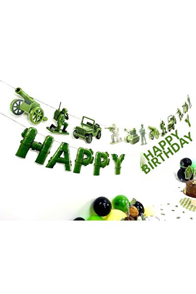 Flu Party Toy Soldiers - Toy Soldier Themed "Happy Birthday" Text Banner