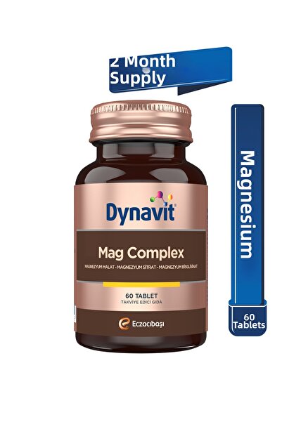 Dynavit ماغ كومبلكس 60 قرص - 200 ملغ من مركب المغنيسيوم ثلاثي الأشكال (مالات ...