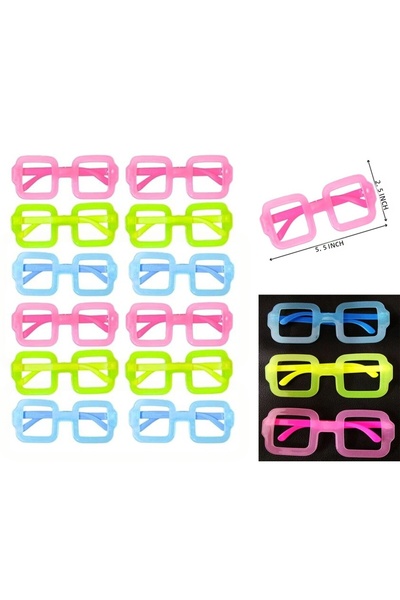 NW NessiWorld Phosphorescent Square Model Glow Party Glasses, Glasses That Li...
