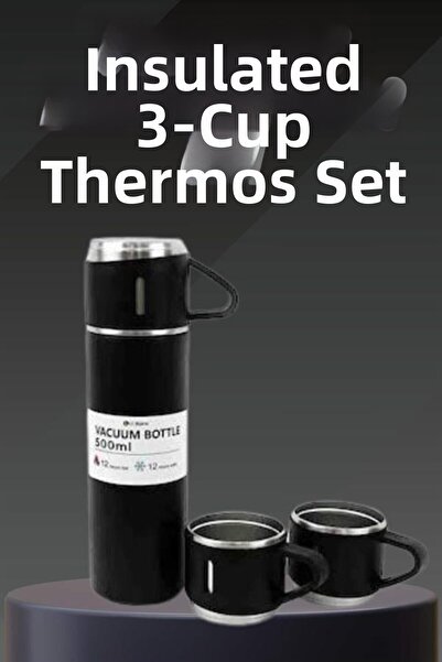 ZERO LAND Gldisptm Thermos Set Stainless Steel Vacuum Thermos Set with 3 Cups...