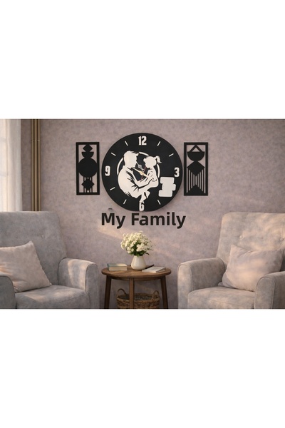 mrchediyesepeti My Dear Family Themed Wall Clock 40 cm Flowers 30 cm Mrc Gift...