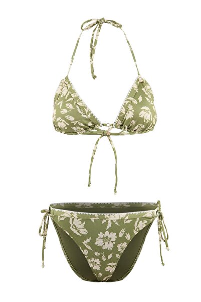 Trendyol Collection Floral Patterned Triangle Covered Embroidery Detailed Reg...