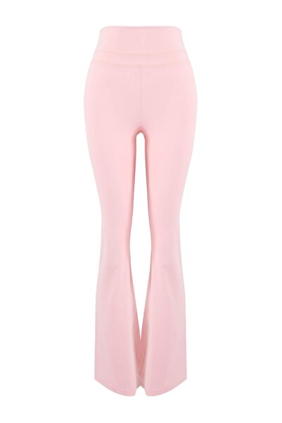 Trendyol Collection Rosa Flare/Spanish-Cut-Sportleggings aus gebürstetem, wei...