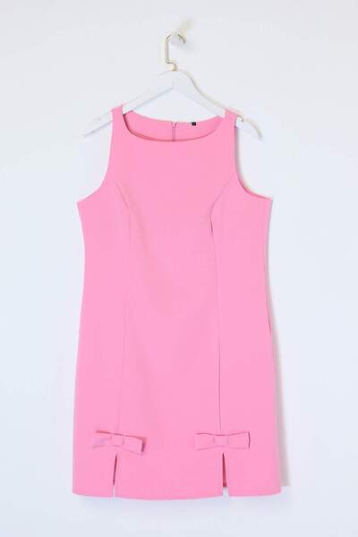 Trendyol Curve Ροζ Finike Woven Plus Size Φόρεμα