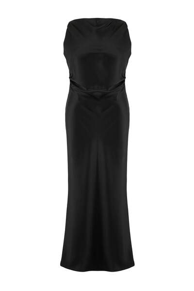 Trendyol Curve Black Satin Woven Plus Size Dress