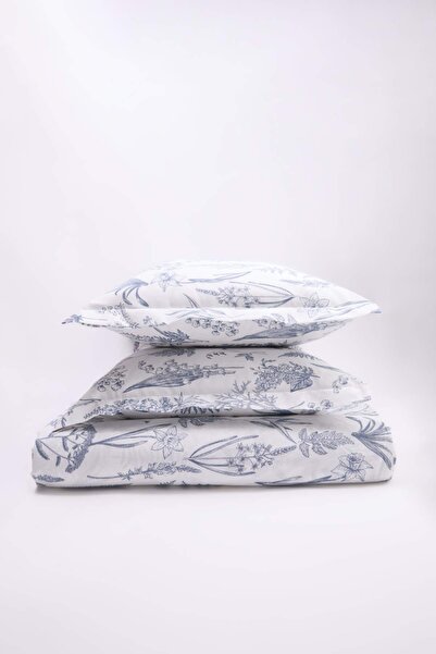 TRENDYOLMİLLA HOME طقم غطاء لحاف مزدوج بدون ملاءات بنمط زهور زرقاء TPHSS26CKN...