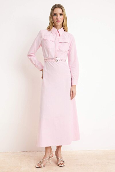 Trendyol Modest Rochie musulmană din bumbac terry, simplă, țesută, fără căptu...