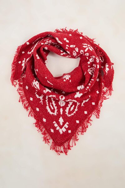 Trendyol Collection Κόκκινο Με σχέδιο Πλεκτό Μεγάλο Σάλι TWOAW26SL00004