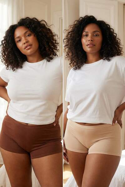 Trendyol Curve Brown-Tan 2 Pack Boxer Briefs Tbbss23Cm00025 Black